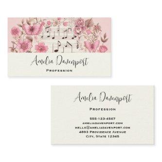 Music Notes and Flowers Retro Style