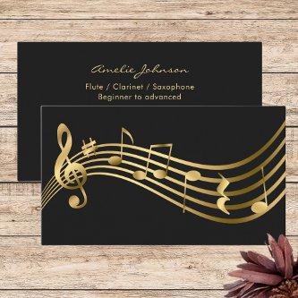 Music Notes Flute Teacher Gold Elegant