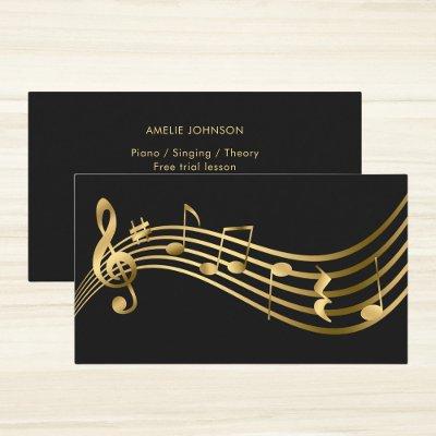 Music Notes Gold Piano Teacher Elegant
