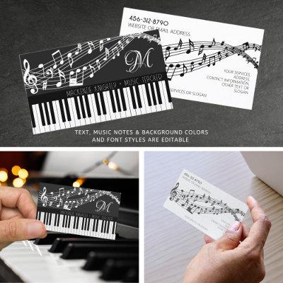 Music Notes Piano Monogram Custom Color