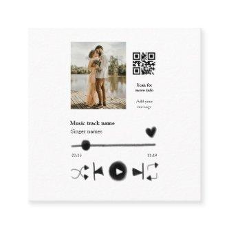 Music player personalized couple love q r code tex square
