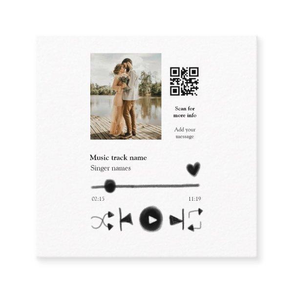 Music player personalized couple love q r code tex square