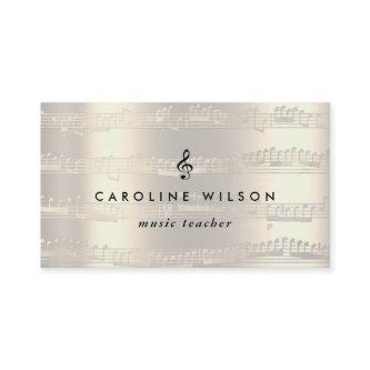 music teacher black treble clef on faux metal