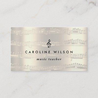music teacher black treble clef on faux metal