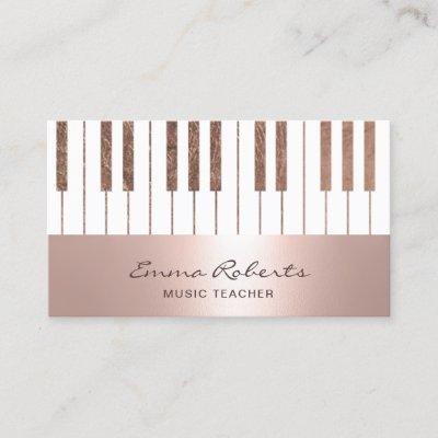 Music Teacher Blush Rose Gold Piano Keys Musical