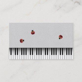 Music Teacher Cute Ladybugs & Piano Keys Leather