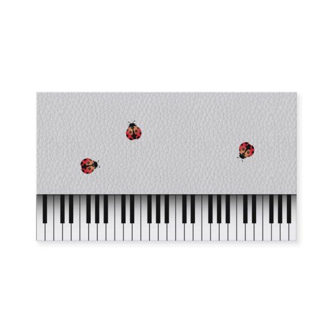 Music Teacher Cute Ladybugs & Piano Keys Leather