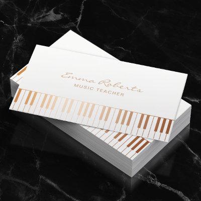 Music Teacher Elegant Gold Piano Keys Musical