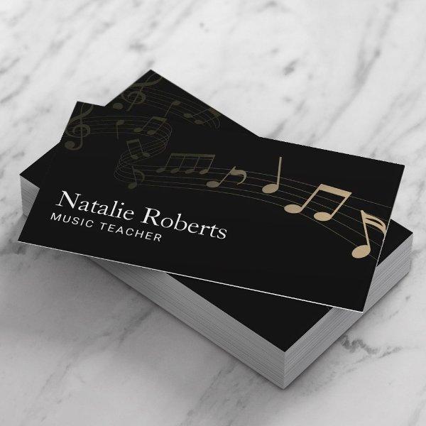 Music Teacher Elegant Music Note Plain Black