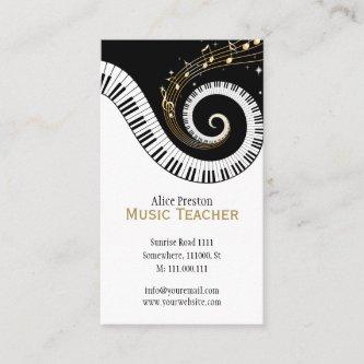 Music Teacher | Elegant Spiral Clack White Piano