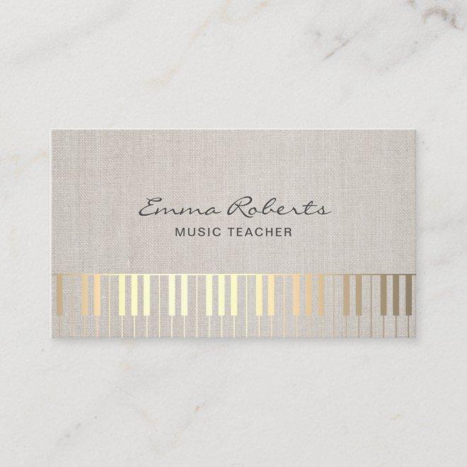 Music Teacher Gold Piano Musical Elegant Linen