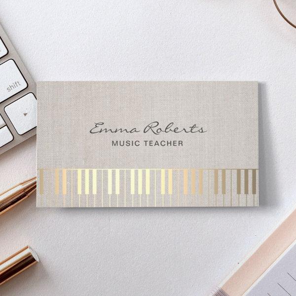 Music Teacher Gold Piano Musical Elegant Linen