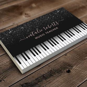 Music Teacher Modern Black Glitter Piano Keys