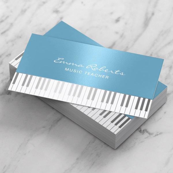 Music Teacher Modern Blue Piano Keys Musical