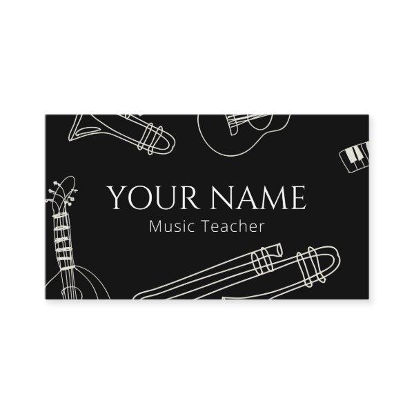 Music Teacher Modern Line Art Minimal Black White