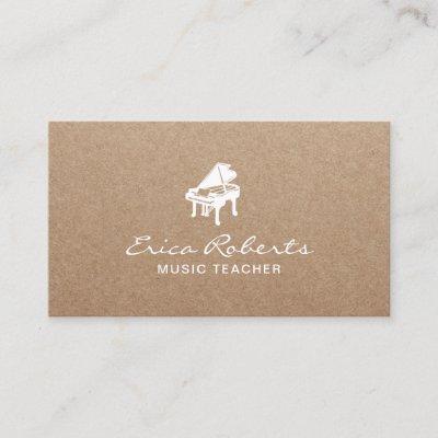 Music Teacher Musical Piano Logo Rustic Kraft