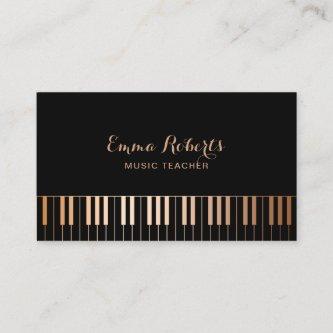 Music Teacher Piano Keys Elegant Black & Gold