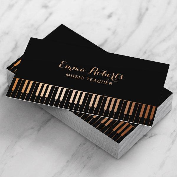 Music Teacher Piano Keys Elegant Black & Gold
