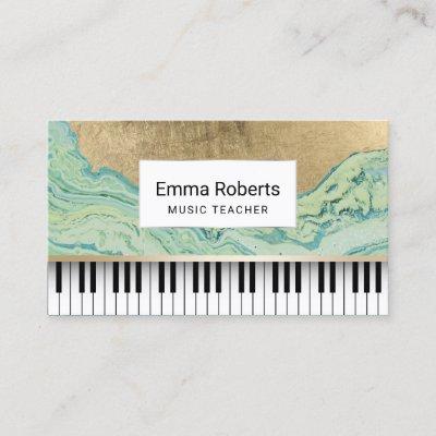 Music Teacher Piano Keys Modern Mint & Gold