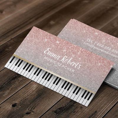 Music Teacher Piano Keys Modern Rose Gold Glitter