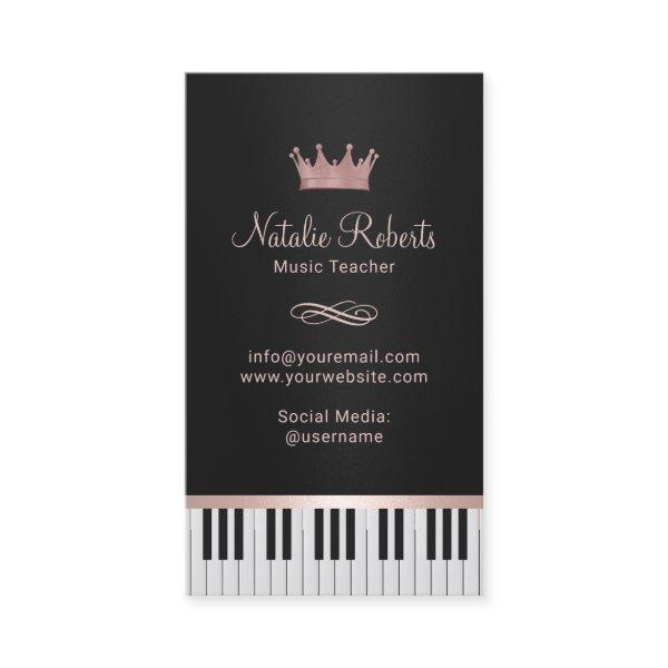 Music Teacher Piano Keys Rose Gold Crown