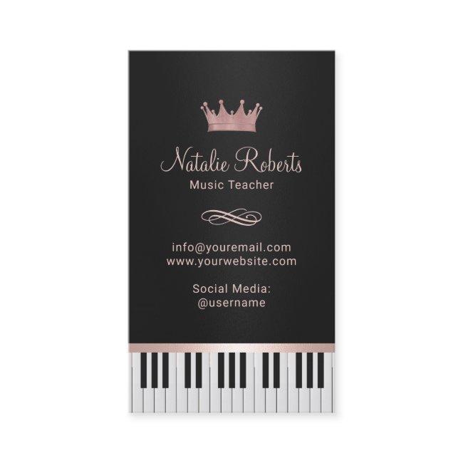 Music Teacher Piano Keys Rose Gold Crown