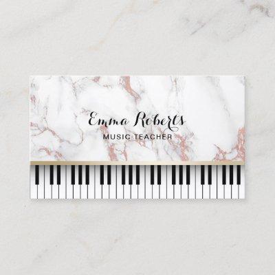 Music Teacher Piano Keys Trendy Rose Gold Marble