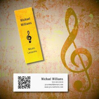 Music Teacher QR code Simple Gold Treble Clef  Mini