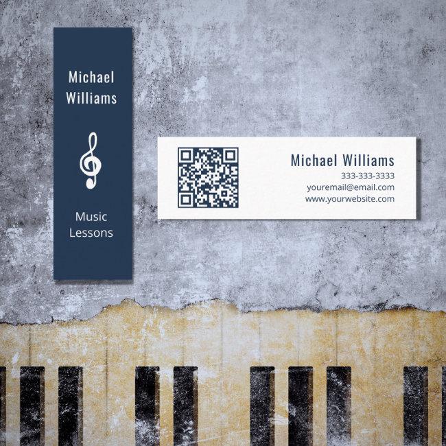 Music Teacher QR code Treble Clef Blue Mini