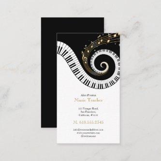 Music Teacher | Swirl Black White Piano