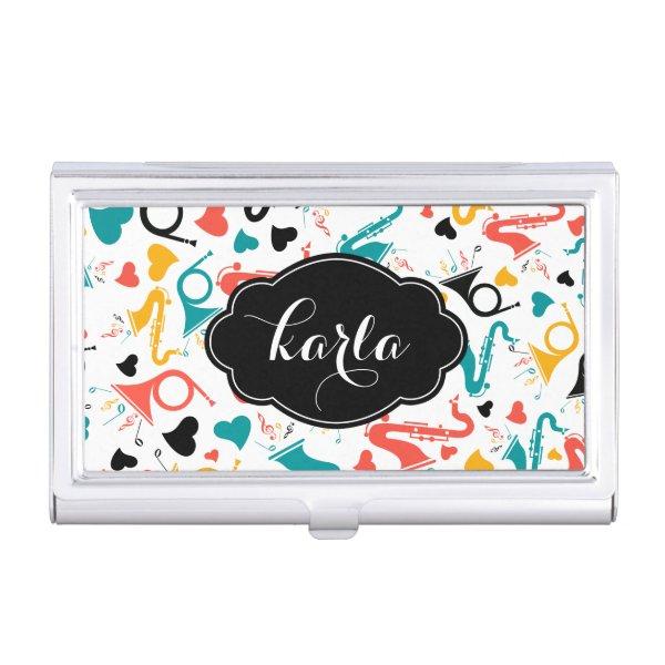 Musical Instruments Notes And Hearts Pattern  Holder