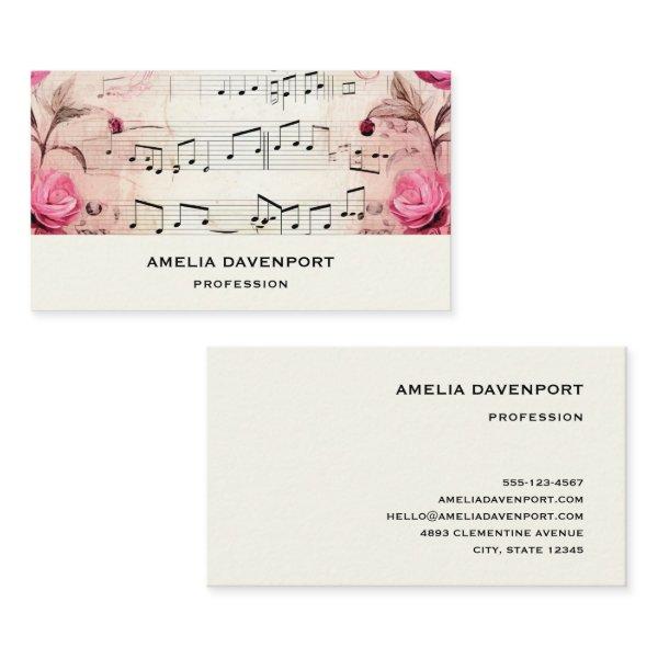 Musical Notes and Roses Vintage Design
