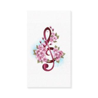 Musical treble clef notes with Sakura flowers