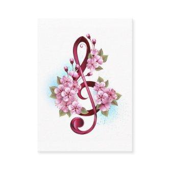 Musical treble clef notes with Sakura flowers