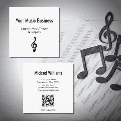 Musical Treble Clef QR code Music Lessons  Square