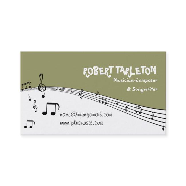 Musician music pentagram Olive green, black, white