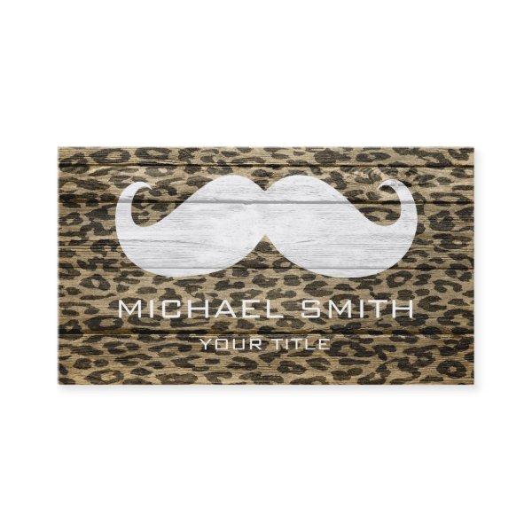 Mustache Leopard on Wood Texture #6