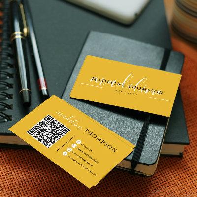 Mustard Yellow Calligraphy Script QR code