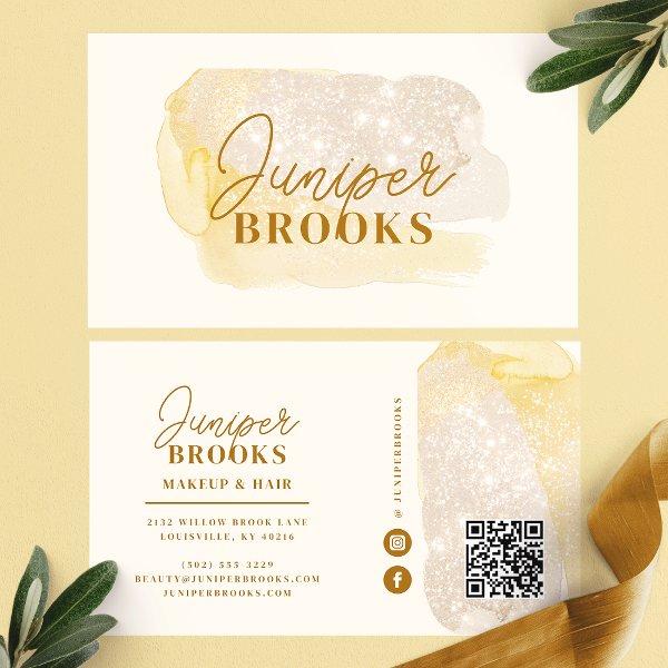 Muted Gold Social Media QR Code Glitter