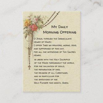 My Daily Morning Offering Prayer Floral Holy Card