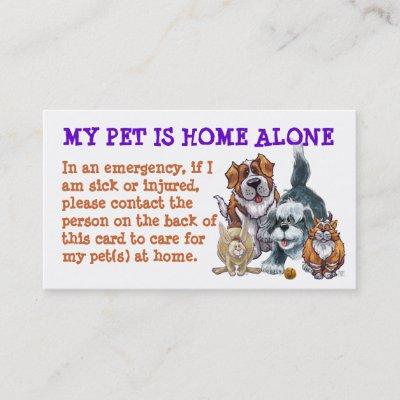My Pet is at Home Alone Emergency Contact Cards