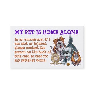 My Pet is at Home Alone Emergency Contact Cards