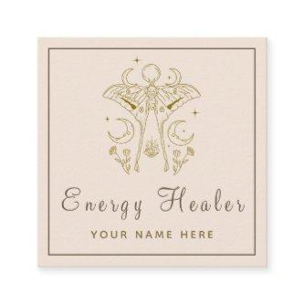 Mystic Cosmic Butterfly Energy Healer Medium Beige Square