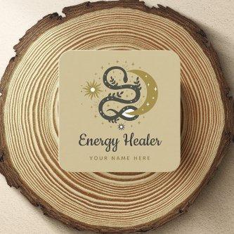 Mystic Snake Sun Moon Star Celestial Energy Healer Square
