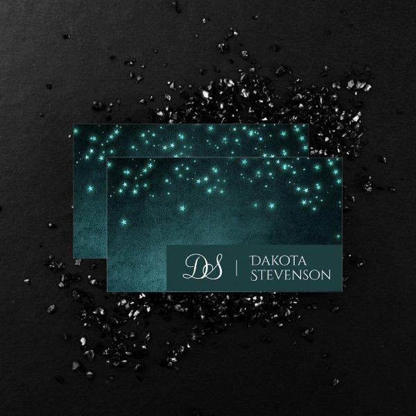 Mystic Twilight Stars | Deep Teal Green Monogram