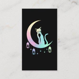 Mystical Crescent Moon Wicca Pastel Goth Cat