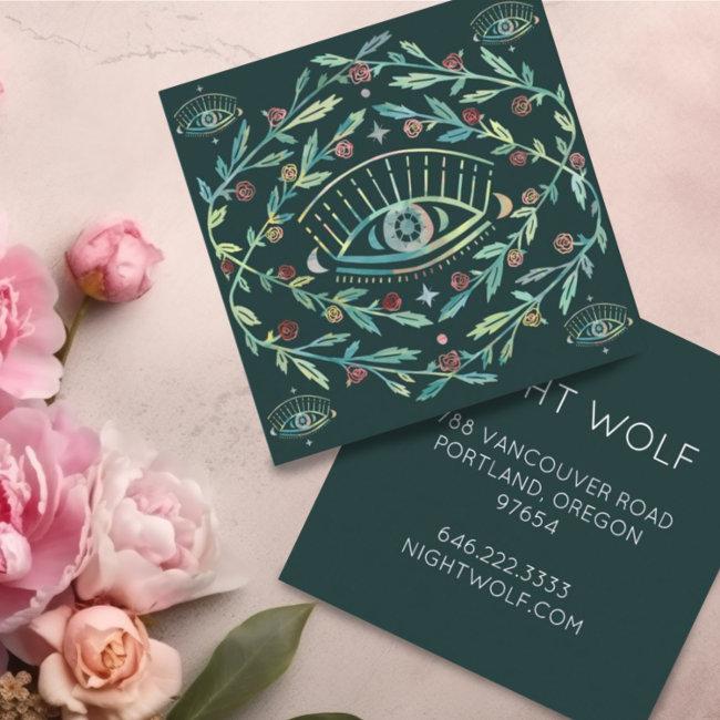 Mystical Eye Roses Vines Magical Boho Colorful Square