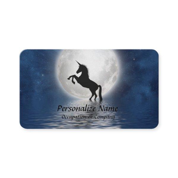 Mythical Unicorn Silhouette Full Moon Ocean