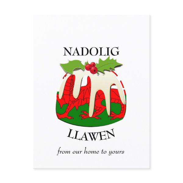 Nadolig Llawen WALES Welsh Merry Christmas Pudding Postcard
