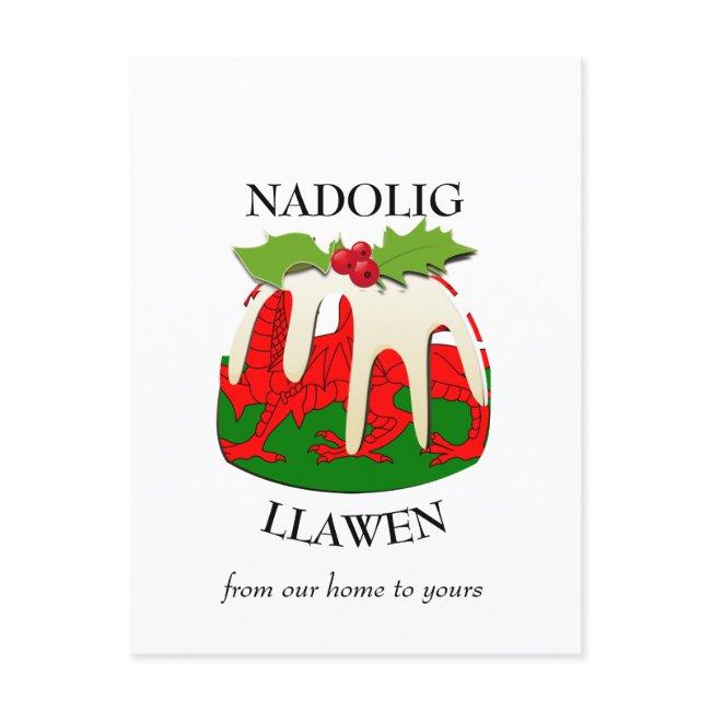 Nadolig Llawen WALES Welsh Merry Christmas Pudding Postcard